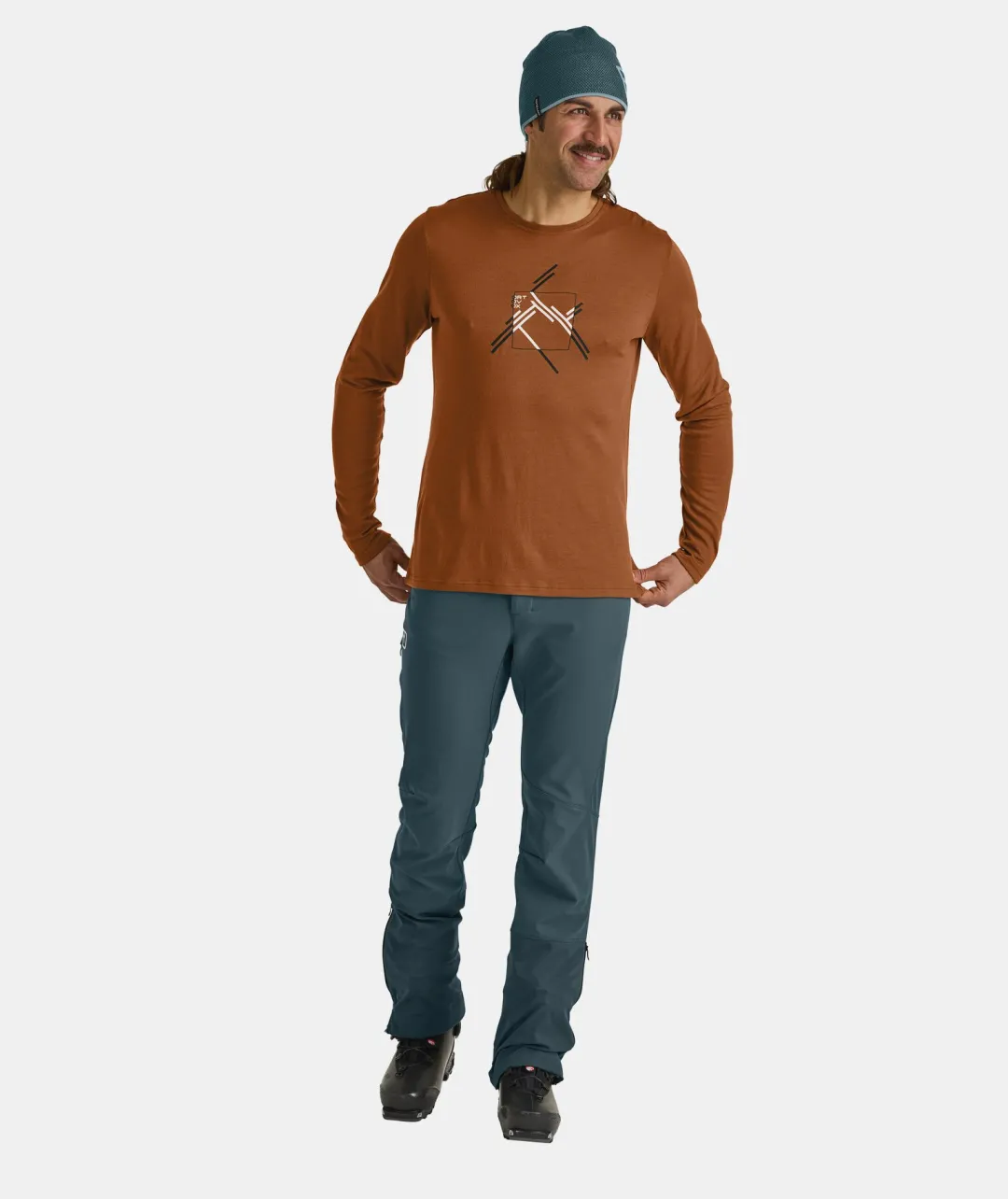 Outlet ORTOVOX 185 MERINO MTN CUTOUT LS M bristlebrown