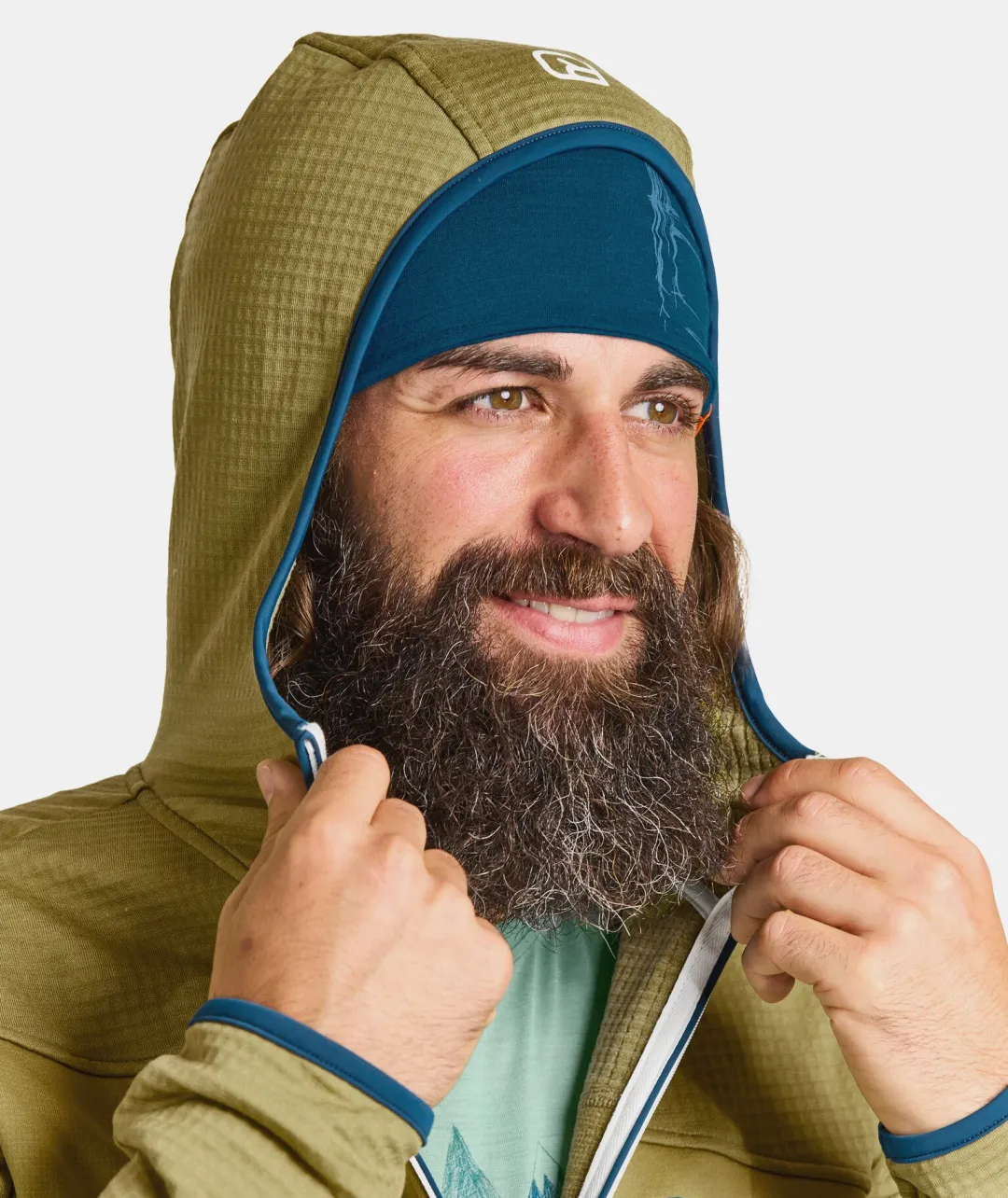 Outlet ORTOVOX FLEECE GRID HOODY M heritageblue