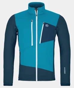 Discount ORTOVOX FLEECE GRID JACKET M mountainblue