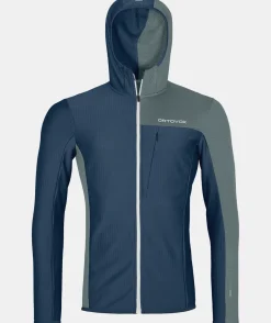 Outlet ORTOVOX FLEECE LIGHT GRID HOODED JKT M deepocean