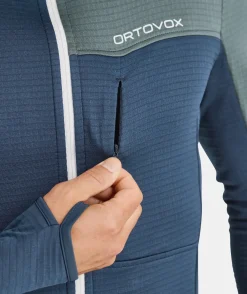 Outlet ORTOVOX FLEECE LIGHT GRID HOODED JKT M deepocean