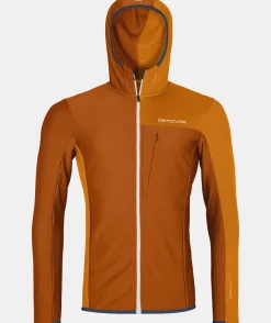 New ORTOVOX FLEECE LIGHT GRID HOODED JKT M bristlebrown
